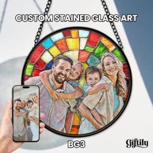 Personalized Stained Glass Window Hanging Suncatcher - Family