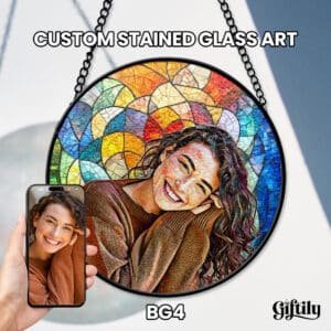 Personalized Stained Glass Window Hanging Suncatcher - Portrait