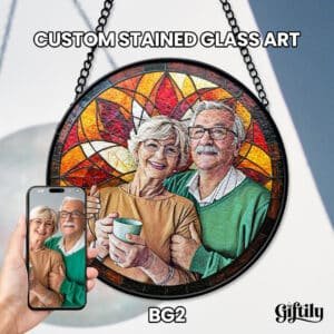 Personalized Stained Glass Window Hanging Suncatcher - You And Me