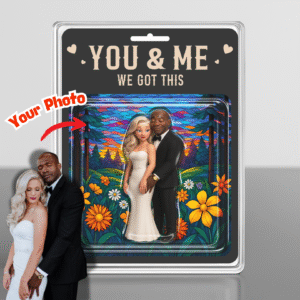 Personalized Wedding Figure Acrylic Plaque - Floral Shine